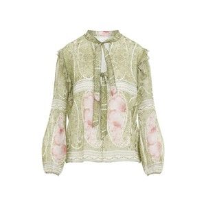 Giambattista Valli Silk Floral Print Blouse With Ruffled Sleeves - NWT